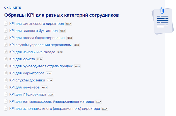 примеры kpi для сотрудников